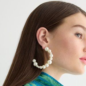 💛 J. Crew Mixed Pearl Statement Hoop Earrings